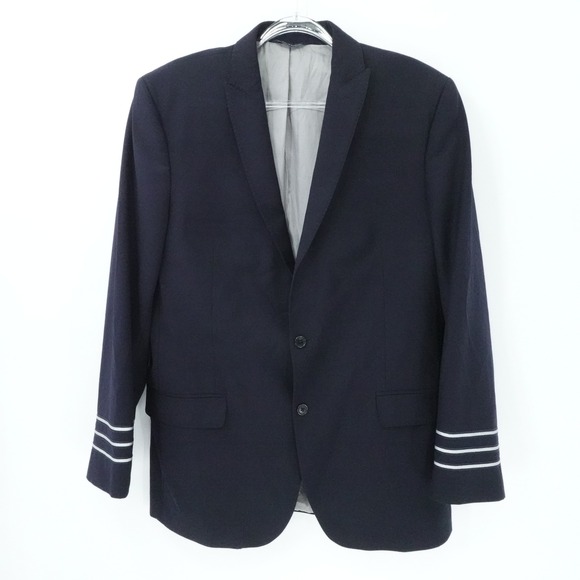 NetJets Pilot Uniform Jacket Brooks Brothers Blazer Mens 44L‎ Navy Wool Blend